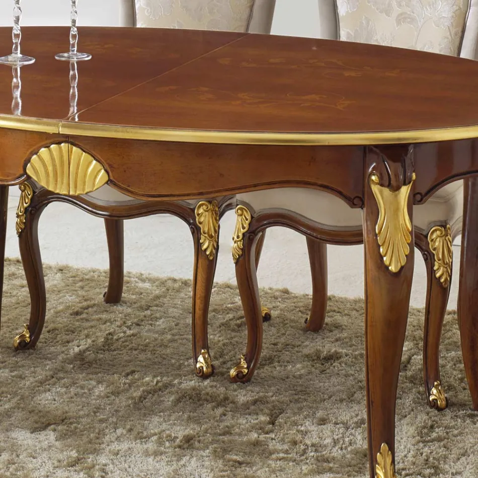 Tavolo da Pranzo Ovale Allungabile 270 cm in Legno Made in Italy - Baroque Viadurini