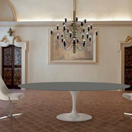 Tavolo da Pranzo Ovale con Piano in Fenix Made in Italy di Lusso - Dollars Viadurini