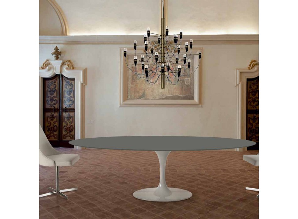 Tavolo da Pranzo Ovale con Piano in Fenix Made in Italy di Lusso - Dollars Viadurini