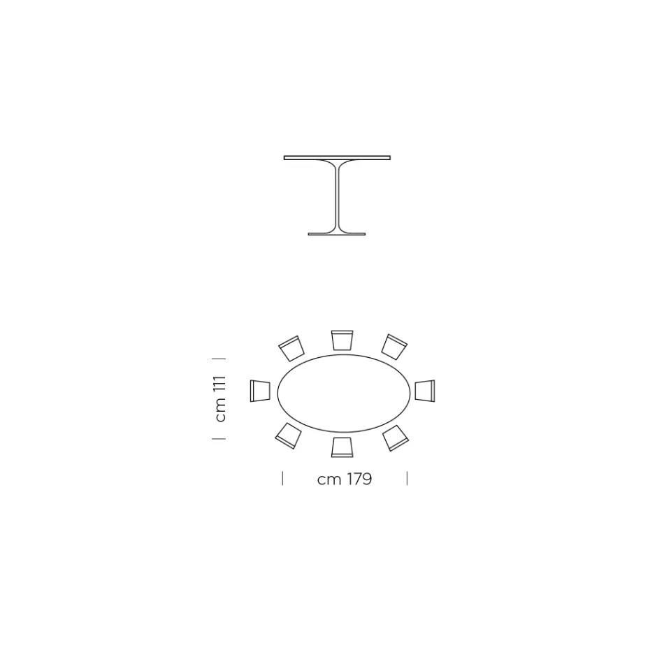 Tavolo da Pranzo Ovale in Laminato e Alluminio Made in Italy, Pregiato - Dollars Viadurini