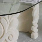 Tavolo da pranzo ovale in pietra e cristallo di design moderno Aden Viadurini