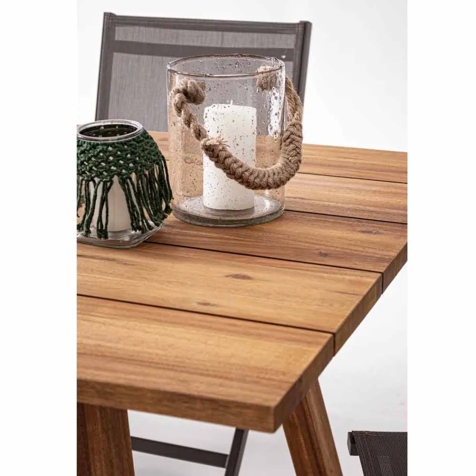 Tavolo da Pranzo per Esterno in Legno di Acacia Finitura ad Olio - Leonard Viadurini