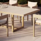 Tavolo da Pranzo per Giardino in Legno Iroko e Grès Made in Italy - Bresson Viadurini