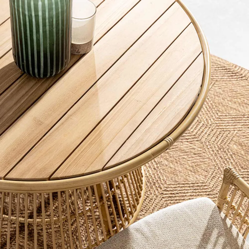 Tavolo da Pranzo per il Giardino in Alluminio e Piano in Teak-Svlk - Matter Viadurini