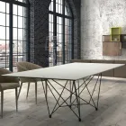 Tavolo da Pranzo Piano in Laminam e Base in Acciaio Made in Italy – Ezzellino Viadurini