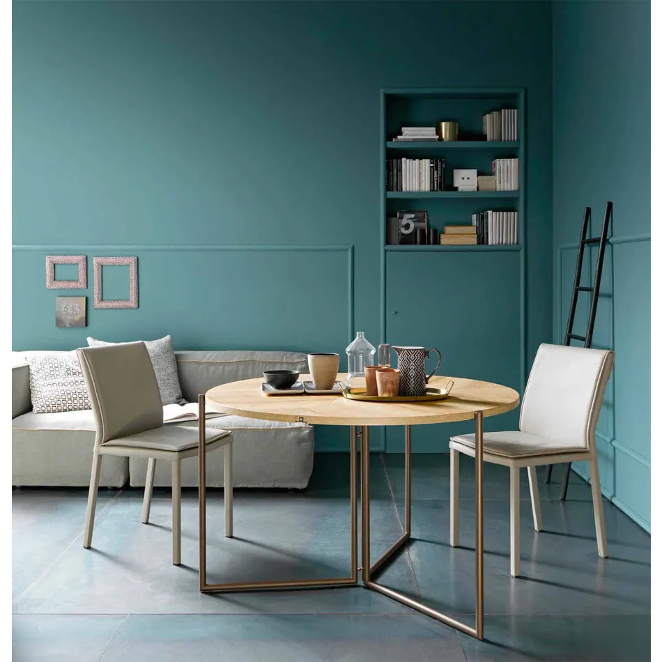 Tavolo da Pranzo Pieghevole Moderno in Legno e Metallo Made in Italy - Menelao Viadurini