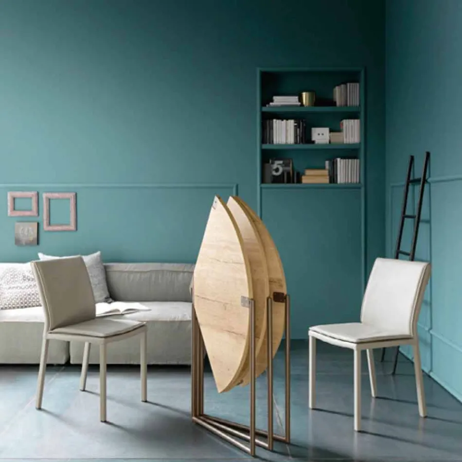 Tavolo da Pranzo Pieghevole Moderno in Legno e Metallo Made in Italy - Menelao Viadurini