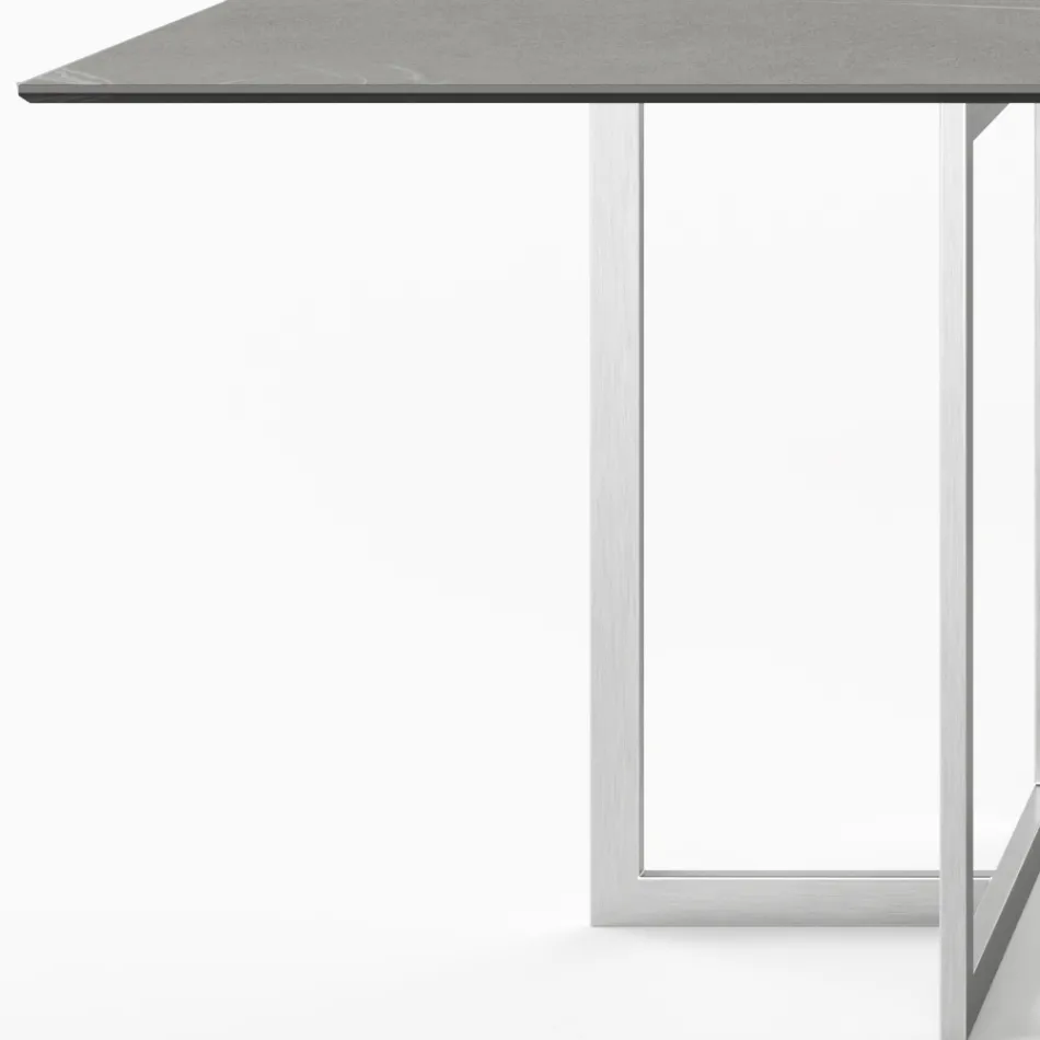 Tavolo da Pranzo Rettangolare in Gres Porcellanato Made in Italy - Emilio Viadurini