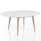 Tavolo da Pranzo Rotondo Allungabile Fino a 160 cm in Mdf e Legno - Ciacco Viadurini