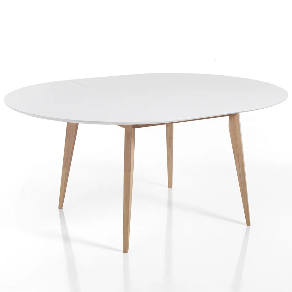 Tavolo da Pranzo Rotondo Allungabile Fino a 160 cm in Mdf e Legno - Ciacco Viadurini