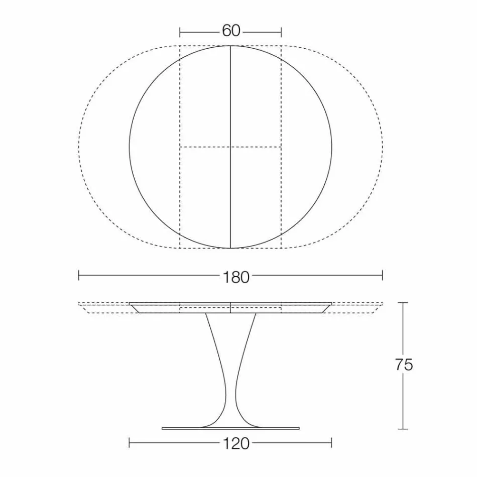 Tavolo da Pranzo Rotondo Allungabile in Ceramica Laminam Made in Italy - Lupetto Viadurini