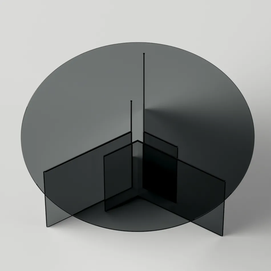 Tavolo da Pranzo Rotondo con Base e Piano in Vetro Made in Italy - Charles Viadurini