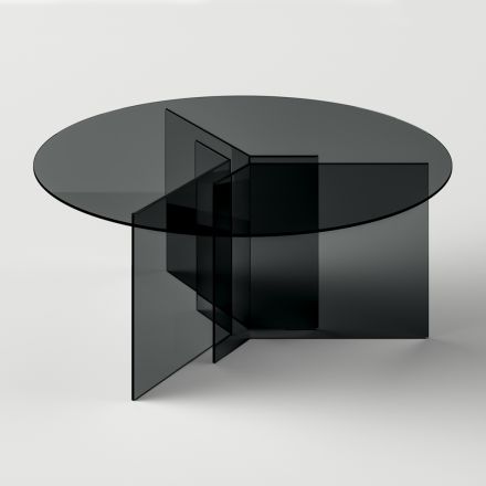 Tavolo da Pranzo Rotondo con Base e Piano in Vetro Made in Italy - Charles Viadurini