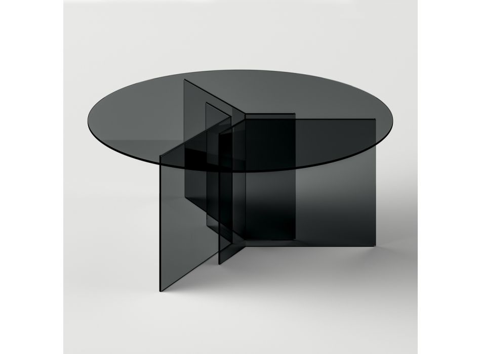 Tavolo da Pranzo Rotondo con Base e Piano in Vetro Made in Italy - Charles Viadurini