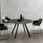 Tavolo da Pranzo Rotondo con Piano in Hpl Stratificato Made in Italy - Lingotto Viadurini