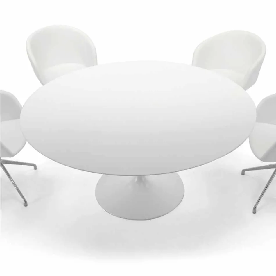 Tavolo da Pranzo Rotondo con Piano in Laminato Made in Italy – Dollars Viadurini