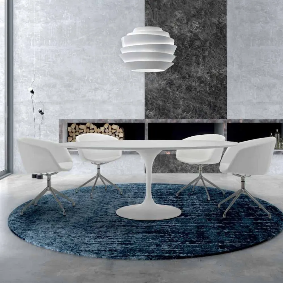 Tavolo da Pranzo Rotondo con Piano in Laminato Made in Italy – Dollars Viadurini