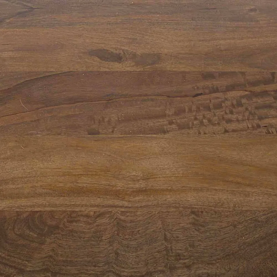 Tavolo da Pranzo Rotondo con Piano in Legno di Mango Homemotion - Rondolo Viadurini