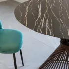 Tavolo da Pranzo Rotondo in Ceramica Lucida Florim e Base in Acciaio - Denali Viadurini