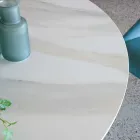 Tavolo da Pranzo Rotondo in Ceramica Lucida Florim e Base in Acciaio - Denali Viadurini