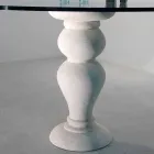 Tavolo da pranzo rotondo in pietra e cristallo Edipo, design classico Viadurini