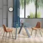 Tavolo da Pranzo Rotondo in Vetro e Metallo di Design Moderno – Tontolone Viadurini