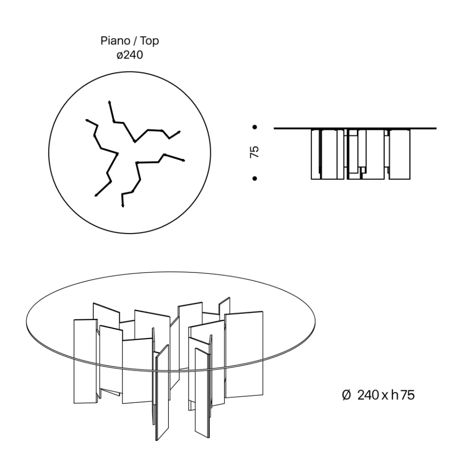 Tavolo da Pranzo Rotondo in Vetro Extrachiaro o Fumè Made in Italy - Thommy Viadurini