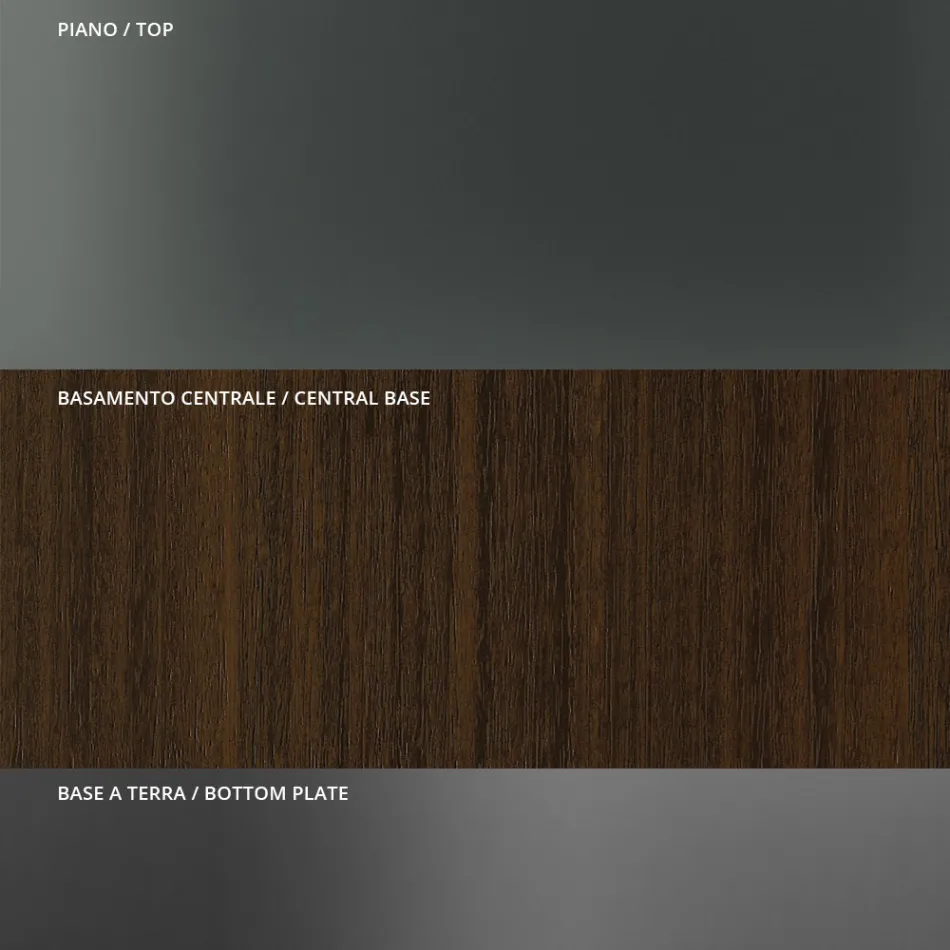 Tavolo da Pranzo Rotondo in Vetro Fumè con Base in Legno Made in Italy - Rondo Viadurini