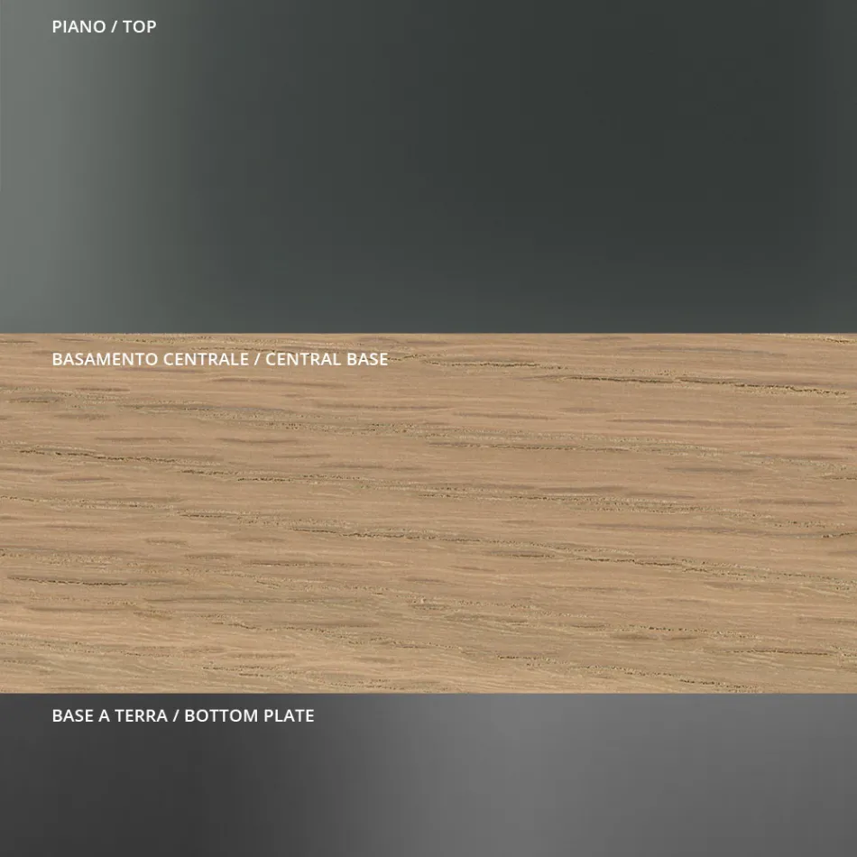 Tavolo da Pranzo Rotondo in Vetro Fumè con Base in Legno Made in Italy - Rondo Viadurini