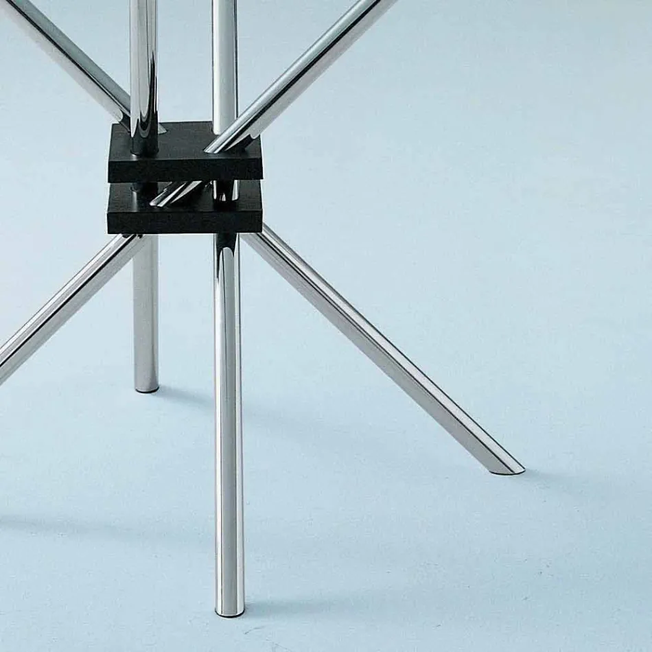 Tavolo da Pranzo Rotondo in Vetro Temperato e Acciaio Made in Italy - Trebbiano Viadurini