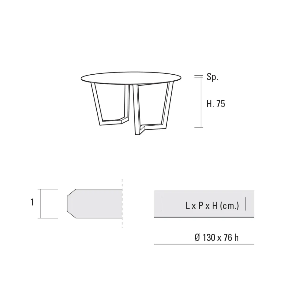 Tavolo da Pranzo Rotondo Metallo e Hpl Stratificato Made in Italy - Bastiano Viadurini