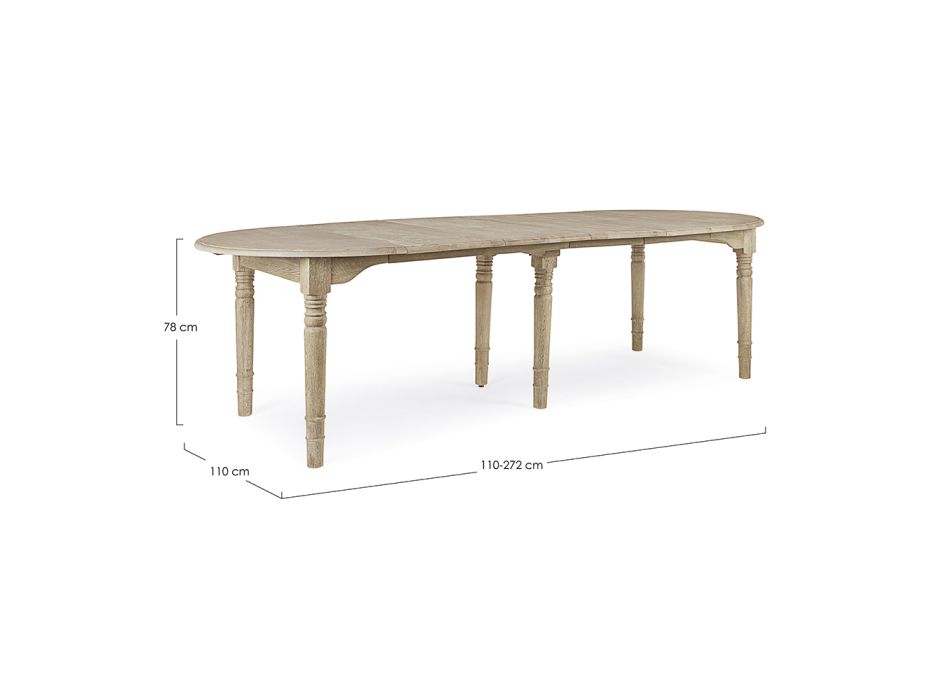 Tavolo da Pranzo Tondo Allungabile a 272 cm in Legno Homemotion - Guglio Viadurini