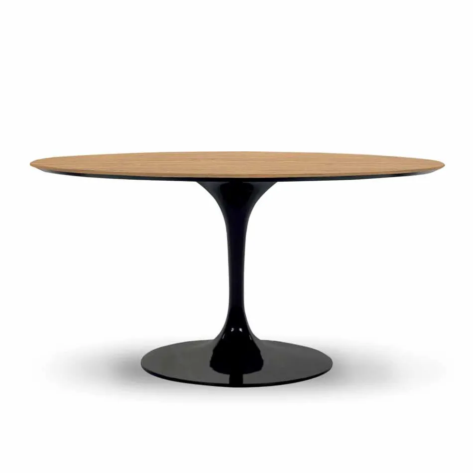 Tavolo da Pranzo Tondo con Piano Impiallacciato Made in Italy Pregiato - Dollars Viadurini