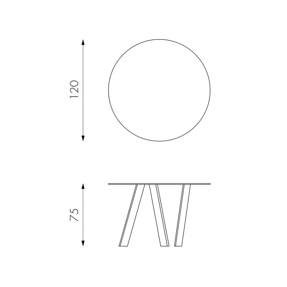 Tavolo da pranzo tondo con top in vetro Adamo, design moderno Viadurini