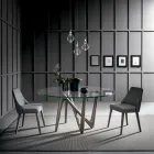 Tavolo da Pranzo Tondo in Vetro Trasparente e Gambe Poliuretano - Stalto Viadurini