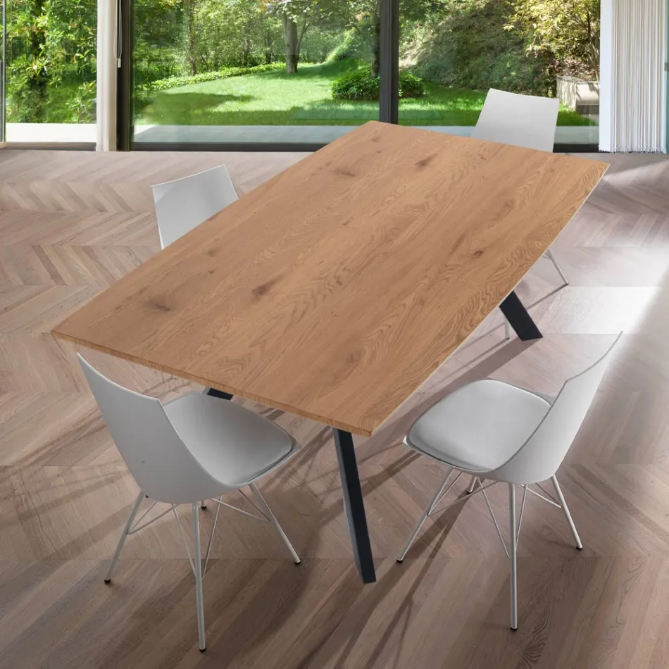 Tavolo da Salotto con Gambe in Acciaio e Piano in MDF - Terullio Viadurini