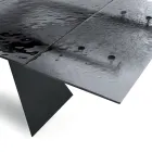 Tavolo da Soggiorno 160x90 con Piano in Vetro Martellato Trasparente - Martello Viadurini