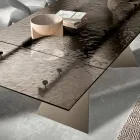 Tavolo da Soggiorno 160x90 con Piano in Vetro Martellato Trasparente - Martello Viadurini