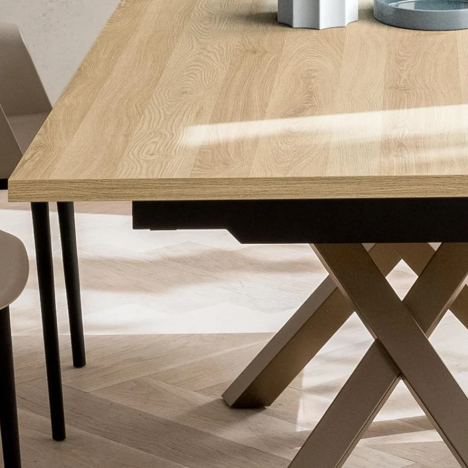 Tavolo da Soggiorno Allungabile a 260 o 300 cm in Metallo e HPL - Borgo Viadurini