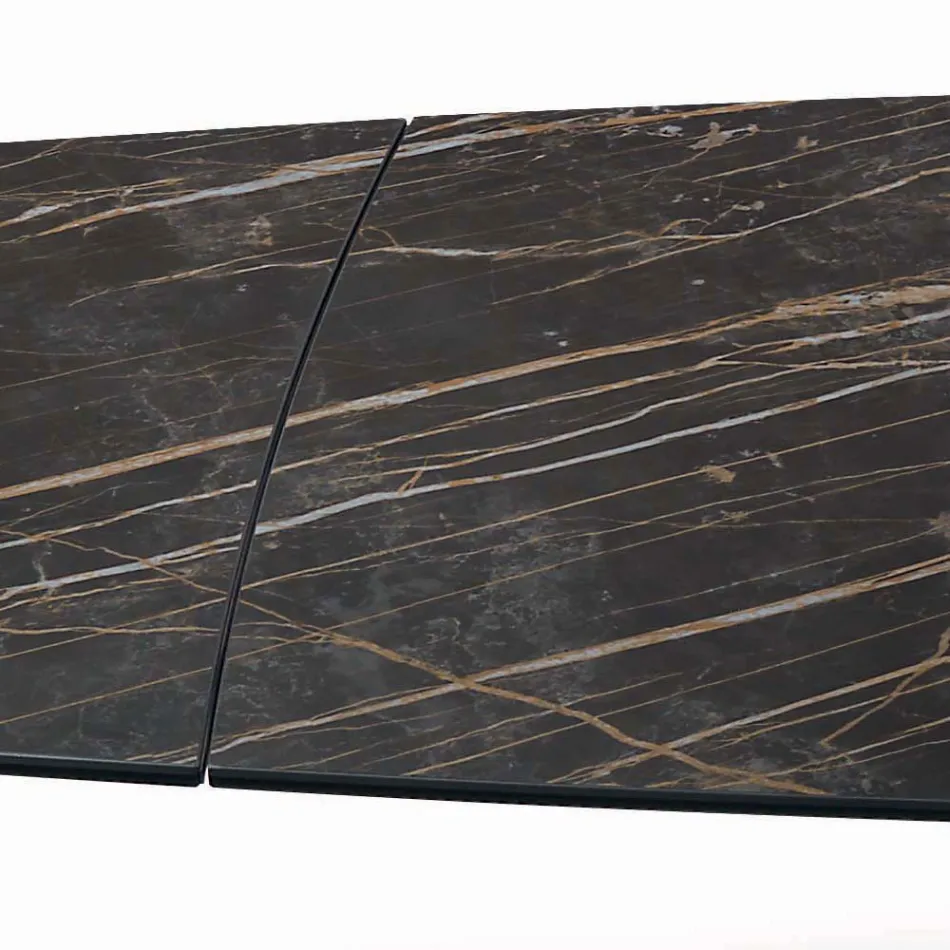 Tavolo da Soggiorno Allungabile con Piano a Botte in Ceramica Made in Italy - Occhiali Viadurini