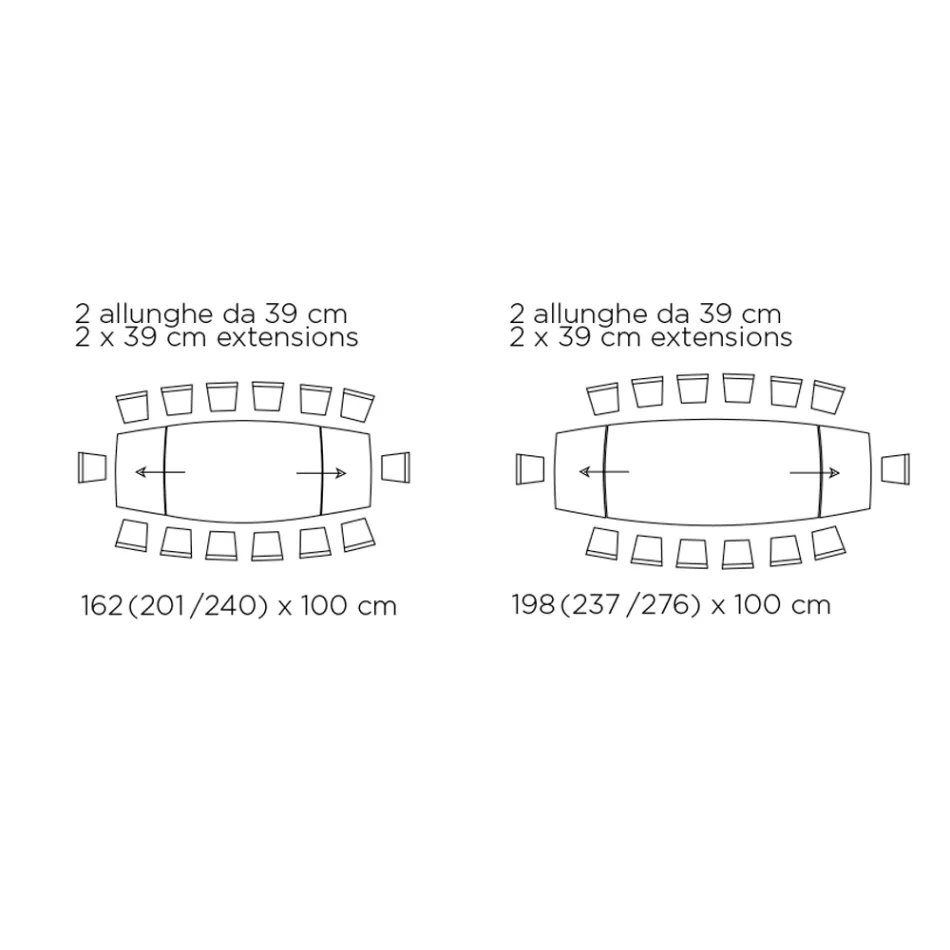 Tavolo da Soggiorno Allungabile con Piano a Botte in Ceramica Made in Italy - Occhiali Viadurini