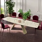 Tavolo da Soggiorno Allungabile con Piano a Botte in Ceramica Made in Italy - Occhiali Viadurini