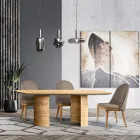 Tavolo da Soggiorno con Piano e Basamento in Legno Made in Italy - Asta  Viadurini