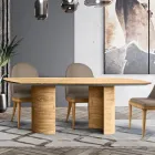 Tavolo da Soggiorno con Piano e Basamento in Legno Made in Italy - Asta  Viadurini