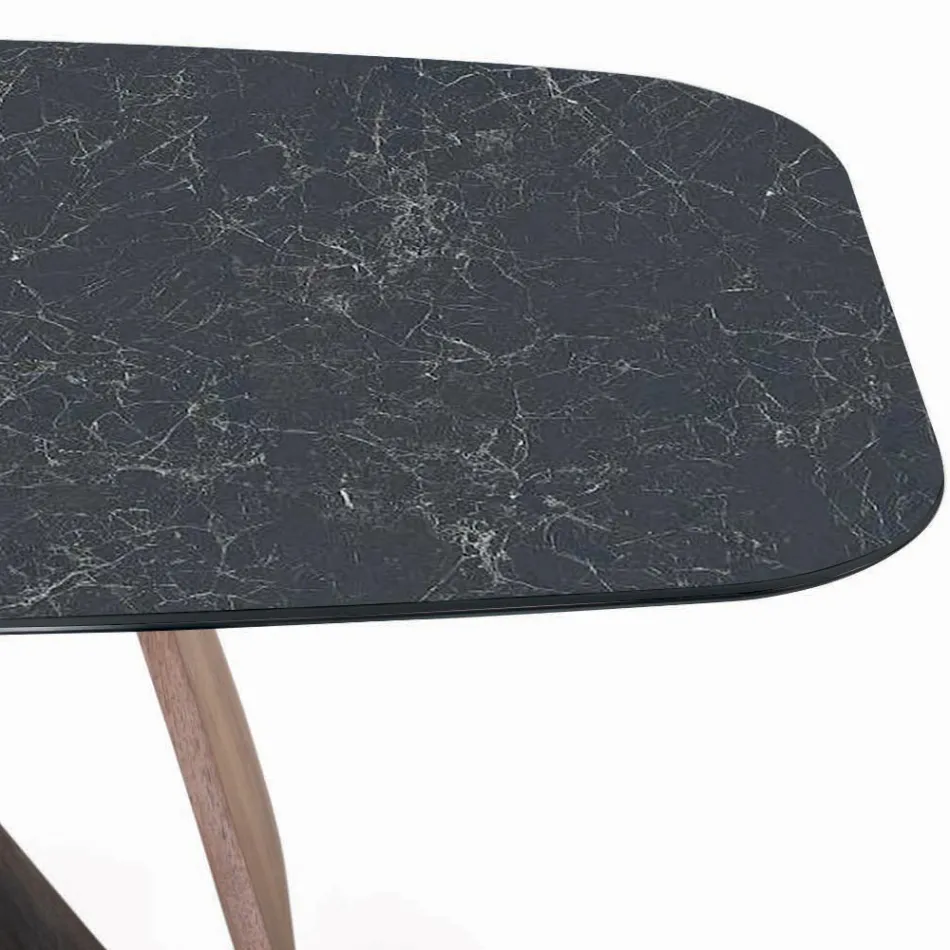 Tavolo da Soggiorno Fisso con Base in Legno Made in Italy - Equatore Viadurini