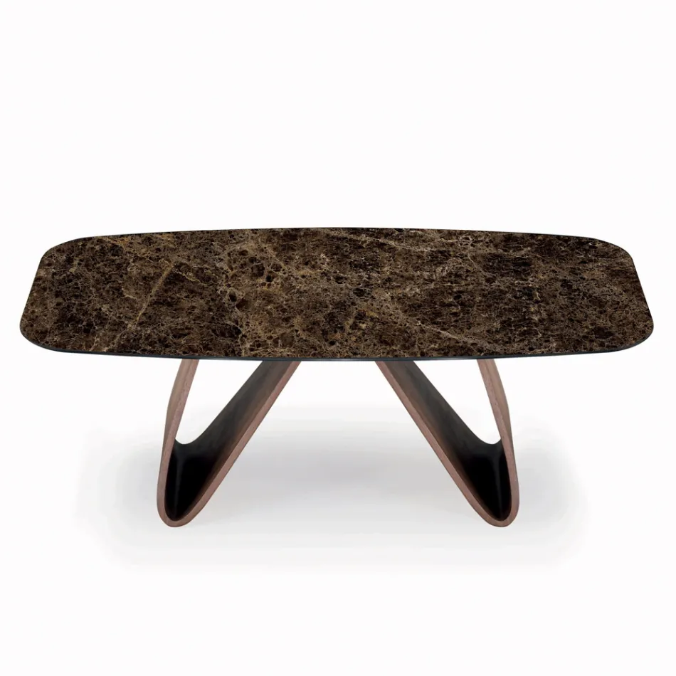 Tavolo da Soggiorno Fisso con Base in Legno Made in Italy - Equatore Viadurini