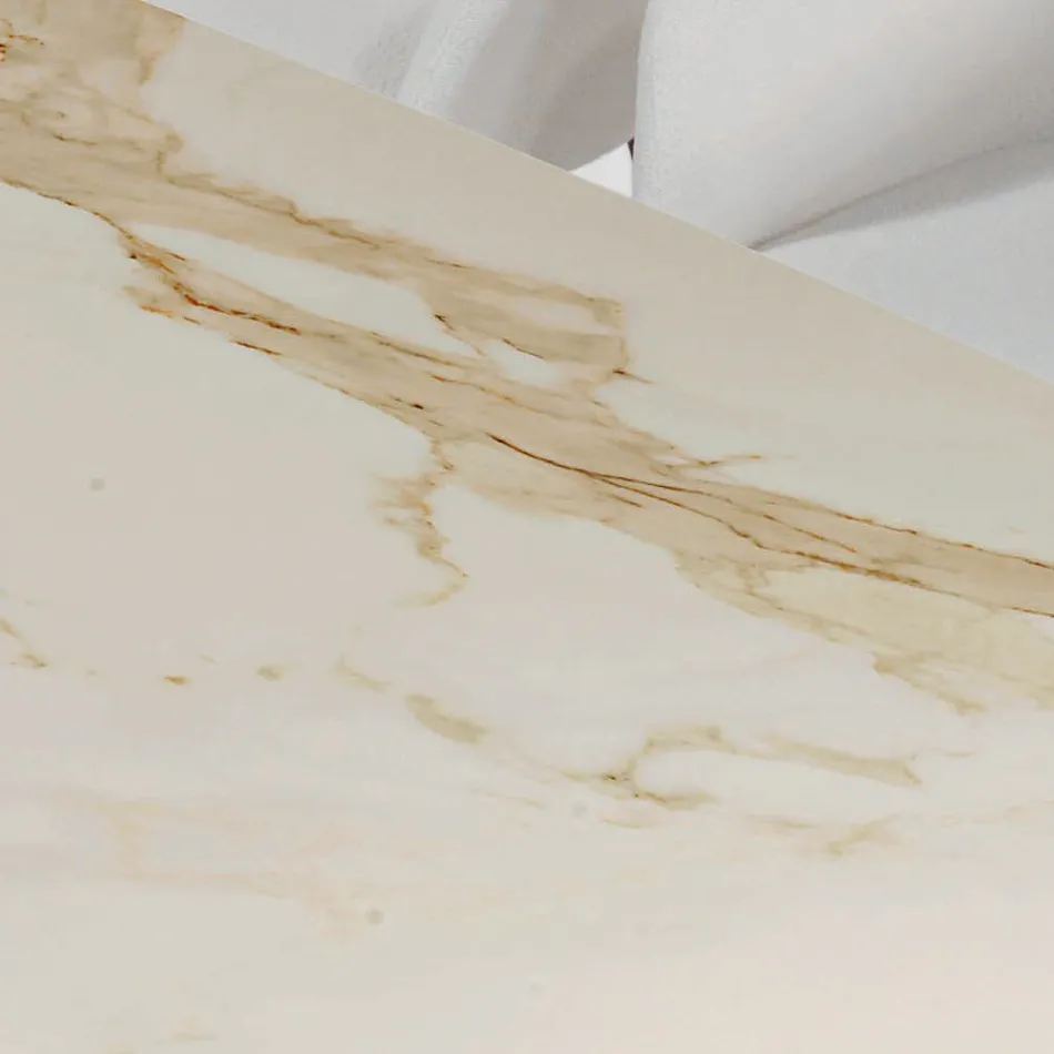 Tavolo da Soggiorno Fisso con Base in Legno Made in Italy - Equatore Viadurini