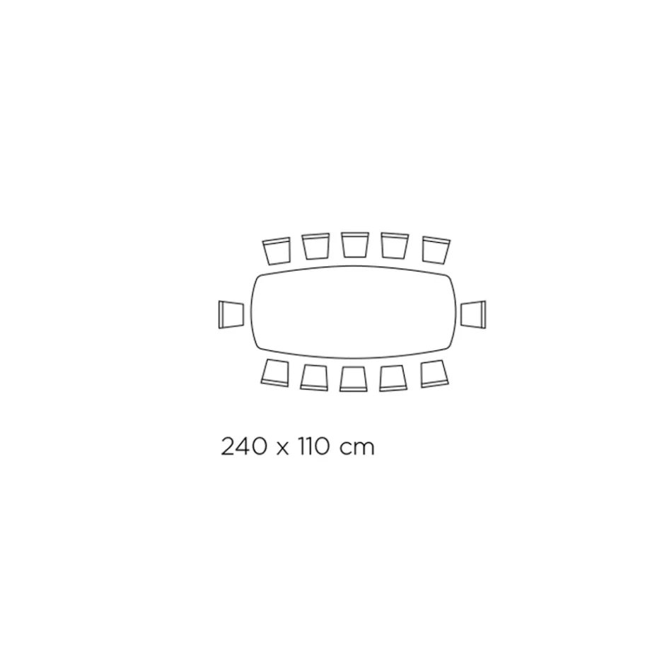 Tavolo da Soggiorno Fisso con Piano a Botte in Ceramica Made in Italy - Occhiali Viadurini