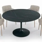 Tavolo da Soggiorno Rotondo Fisso in Laminato e Alluminio Made in Italy - Dollars  Viadurini