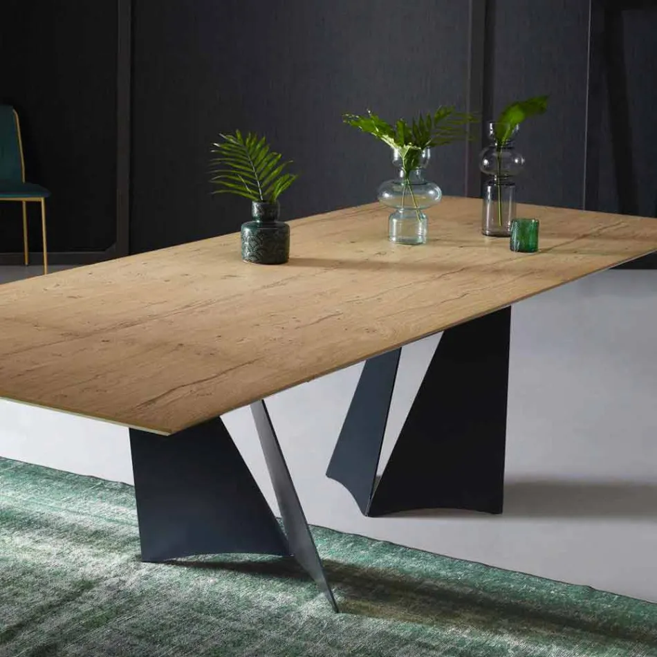 Tavolo Design Allungabile Fino a 294 cm in Legno e Metallo Made in Italy - Nuzzo Viadurini